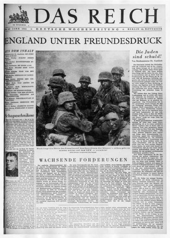 Scan Das Reich 16/11/1941, page 1 entière